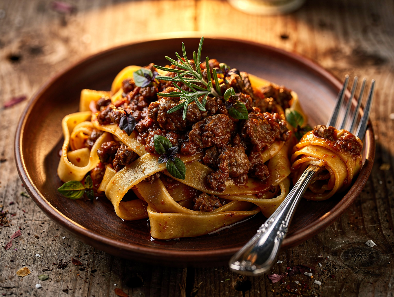 Hand-rolled tagliatelle with rich wild boar ragu