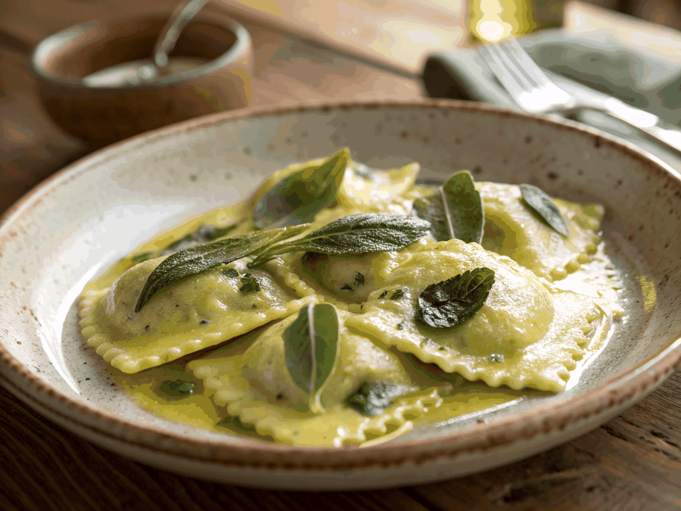 Ricotta ravioli with shaved black truffle